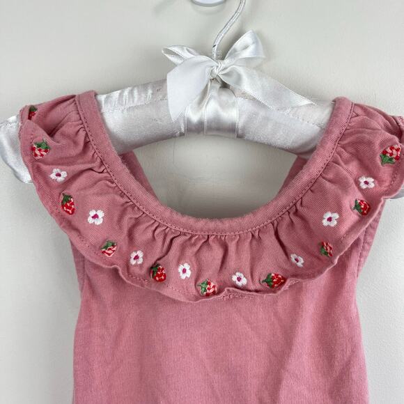 Mini Boden Strawberry Ruffle Cross Back Tank Top 2-3 - Picture 2 of 7